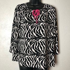 CAFE AU LAIT zebra pink striped blouse shirt Sz M